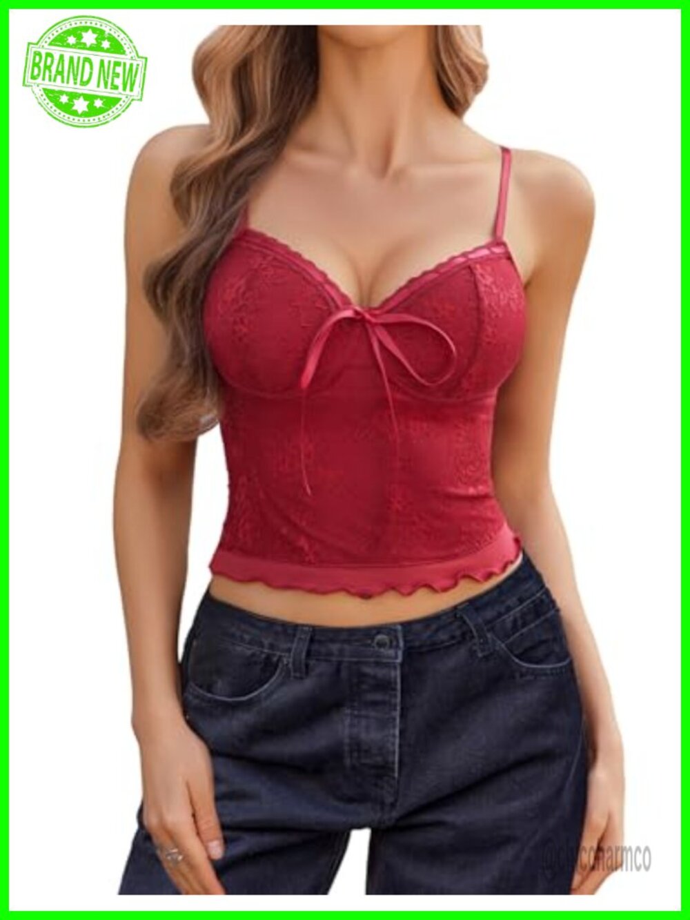 Lace Spaghetti Strap Camisole Top Y2k Double Layer Sexy Going Out